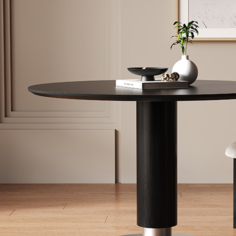 Table ronde décontractée Modern Slimal Rock, Noir, noir, noir, noir, H 29,52 po x L 39,37 po x l 39,37 po