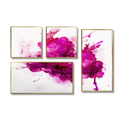 Viva Magenta Secret Wispers III - Pink, reproduction d'art sur toile 4 pièces