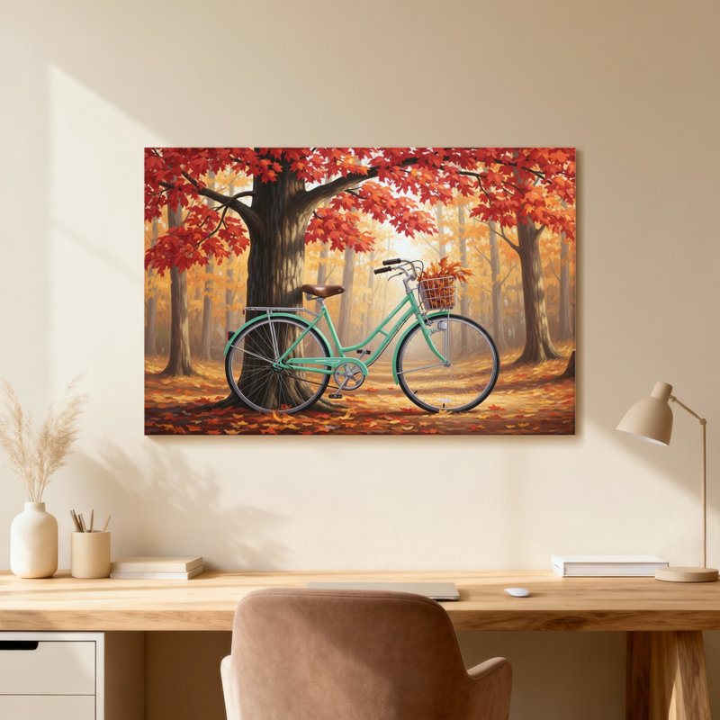 Plantes et fleurs, peinture d'automne à vélo, H 20 po x l 30 po, Toile tendue, Ne s’applique pas