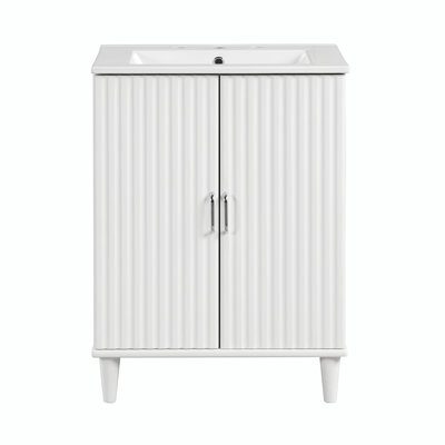 Tameyah 24 " W Freestanding Standard Free Standing 1 Single Vanity Bathroom Vanity With Ceramic Top