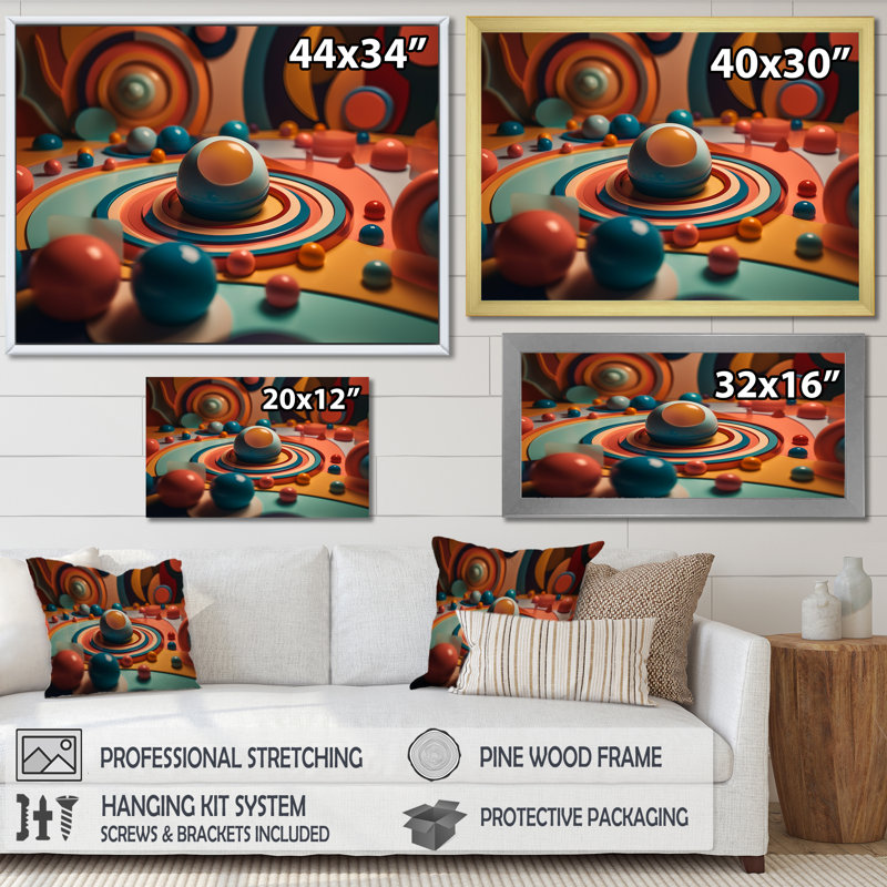 «Abstract Shere In Retrofuturistic Rose and Blue», reproduction de toile abstraite, Toile tendue, H 12 po x l 20 po x P 1 po
