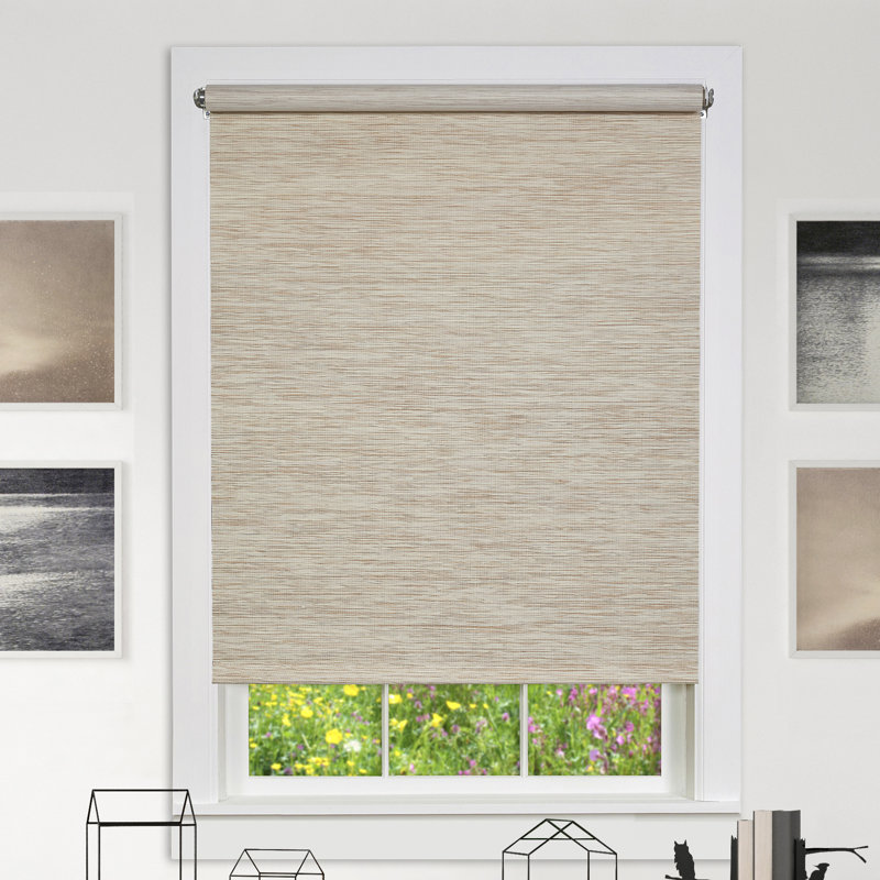Semi Sheer Paper Roller Shade, 44"W x 72"L, Silver Gray