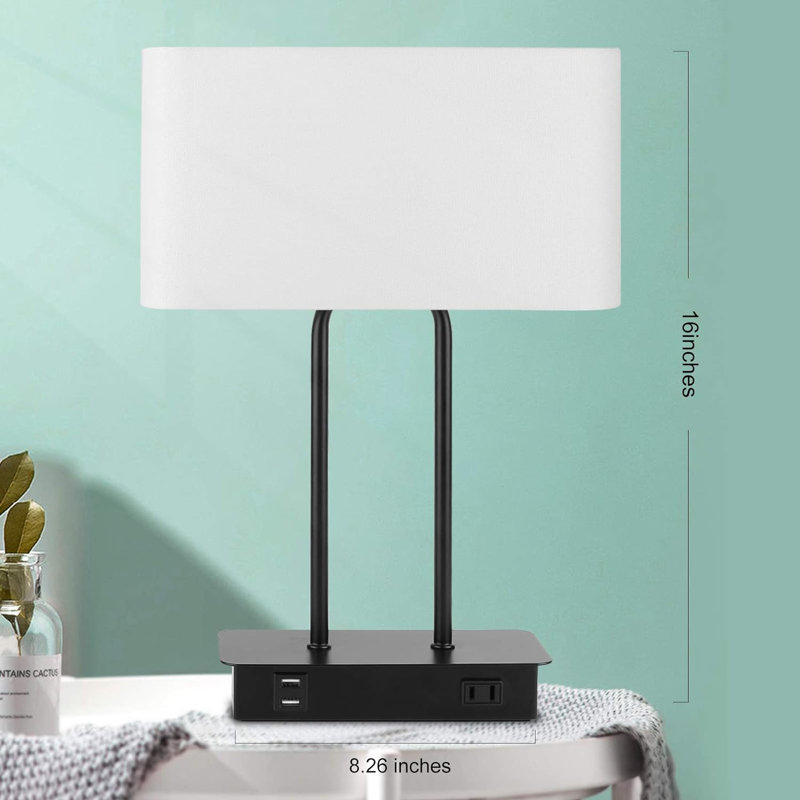 Lampe de table à contrôle tactile Wrought Studio ™ avec deux ports de charge USB