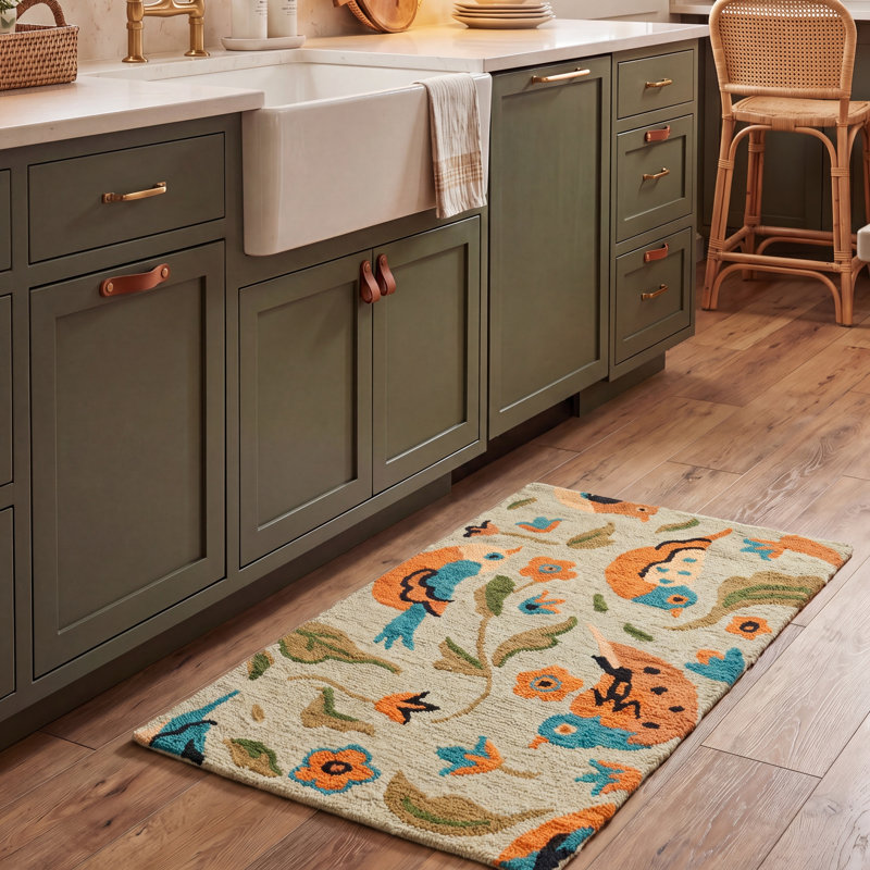 Alston Hand Hooked Wool Floral Rug, Rectangle 2'6" x 4'