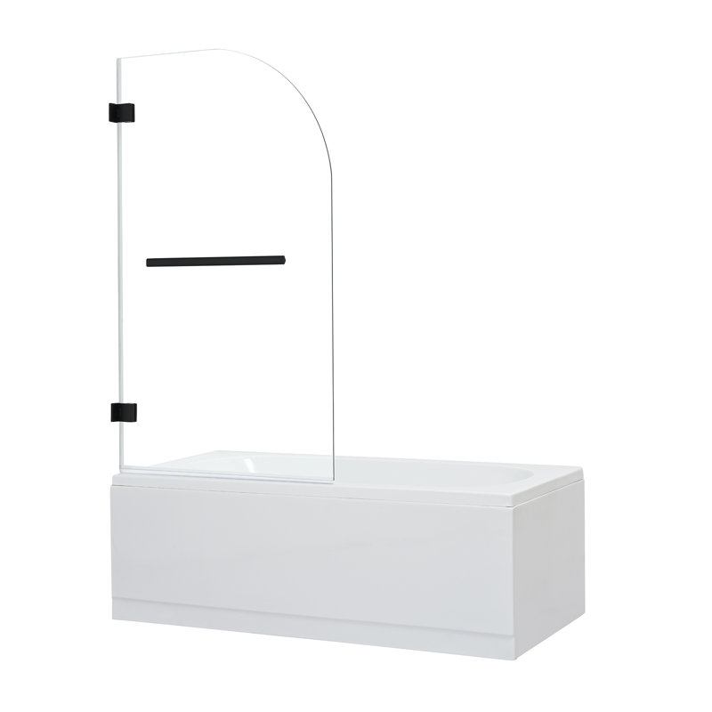 Porte de baignoire à charnière sans cadre en verre mat noir l 34 po x H 58 po Alvise
