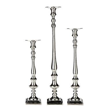 3 Piece Aluminum Tall Candle Holder Set, 27, 32, 40H