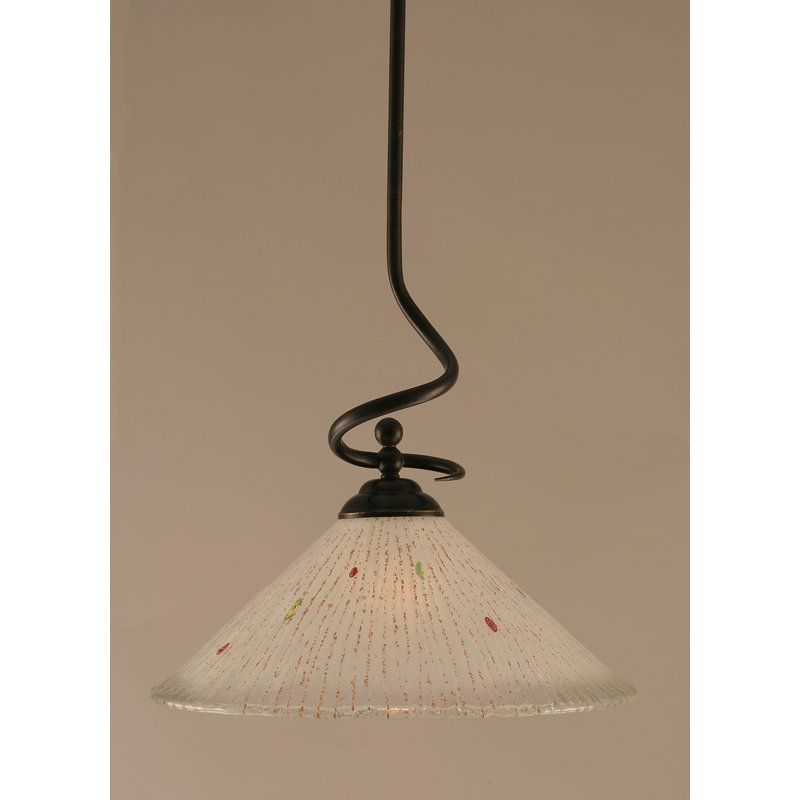 Skypark Stem Hung Pendant Shown In Dark Granite Finish With 16" Crystal Glass, Frosted