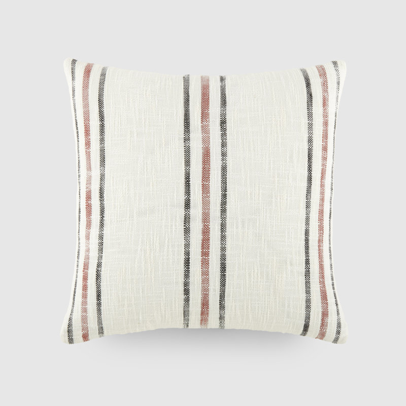 Coussin décoratif à rayures en coton teint en fil Yarn, Orange
