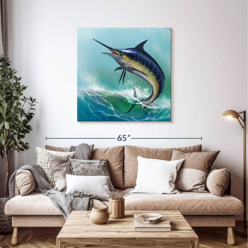 Crowle Blue Marlin Painting, H 39 po x l 39 po
