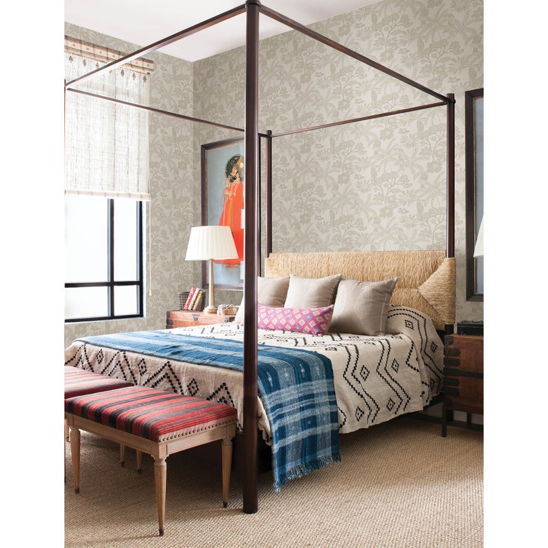 Jacaranda Taupe Tropical Trail Wallpaper, Brown