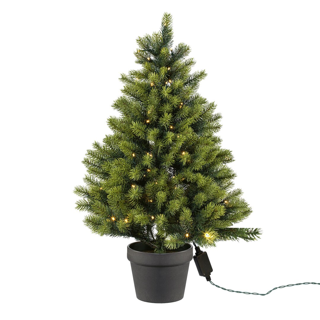 Künstlicher Weihnachtsbaum 90 cm Grün 100 LED-Leuchten warm