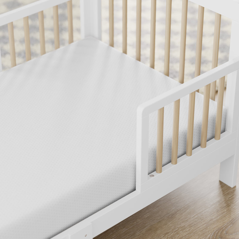Pasadena Toddler Bed with Guardrails, White/Driftwood