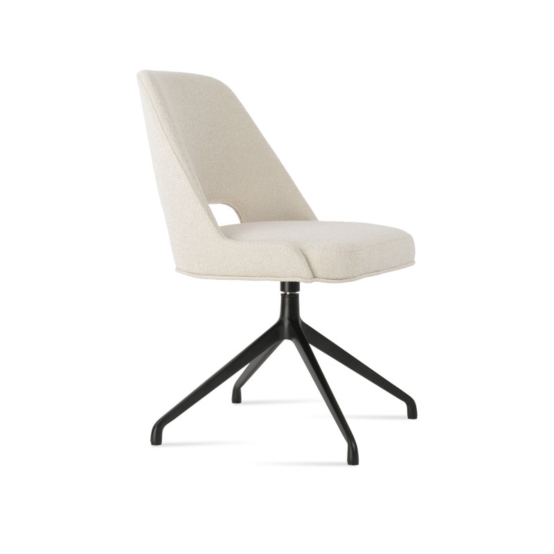 Chaise d'appoint pivotante Marash Spider, Blanc cassé, Noir