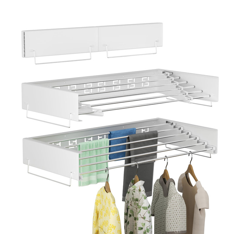 Metal Foldable Wall-Mounted Drying Rack, White
