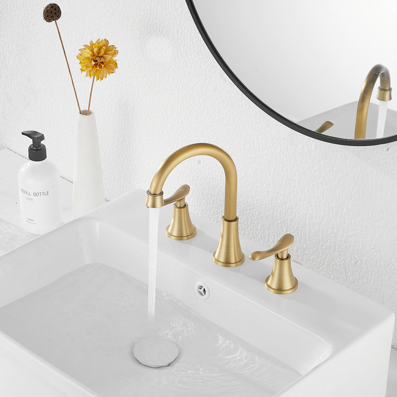Widespread Bathroom Faucet, Antique Brass