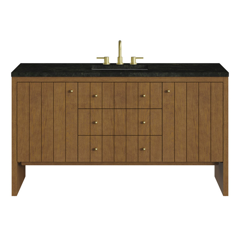 Hudson 60'' W Single Vanity, 8" Widespread, Phantome Eclos, Honey Brown