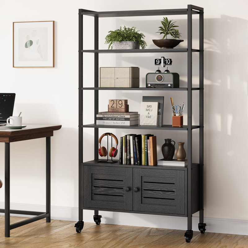 144cm H x 70cm W Steel Standard Bookcase, Black