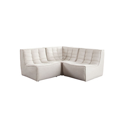 Marshall 3PC Corner Modular Sectional W/ Scooped Seat In Sand Fabric