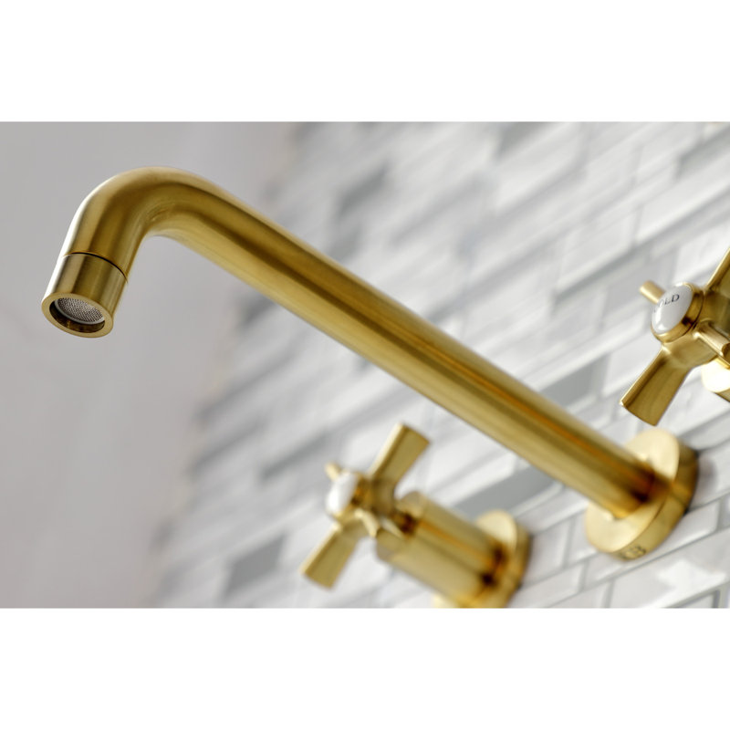 Robinet de baignoire romaine à 3 poignées et 3 poignées Kingston Kingston, Brushed Brass