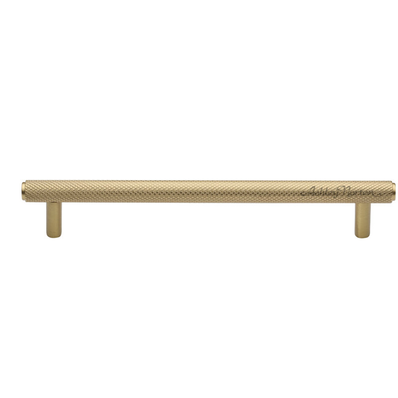 Basel 10" Center to Center Bar Pull, Satin Brass, 6"