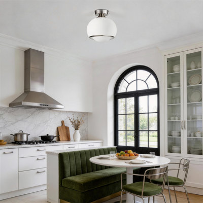 Plafonnier encastré sphérique 1 lumière 13,95 "à intensité variable moderne 13,95" à DEL blanc sphérique pour cuisine de couloir de chambre à coucher