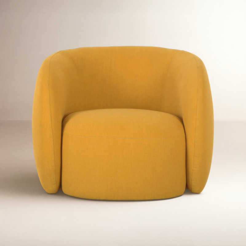 Rae Barrel Chair, Deep Yellow Performance Basketweave