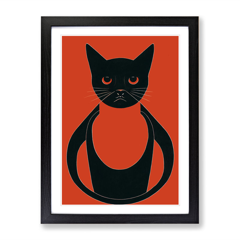 Artful Cat - Single Picture Frame Print, 46cm H x 34cm W x 2cm D, Black Framed