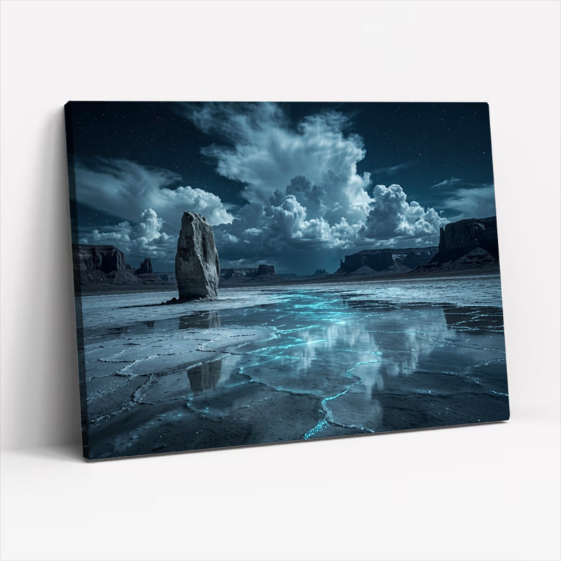 Ensemble de 1 tableau sur toile représentant un ciel nocturne, H 32 po x l 48 po, Toile tendue