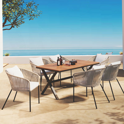 7 Pieces Patio Dining Set, All-Weather Outdoor Furniture Set With Dining Table And Chairs