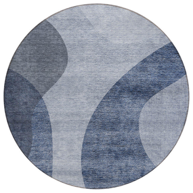Washable Abstract Indoor / Outdoor Rug, Round 8'