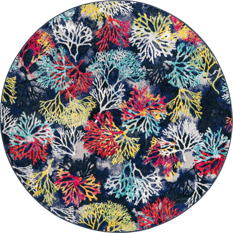 Jonkan Floral Indoor Rug, Round 7'