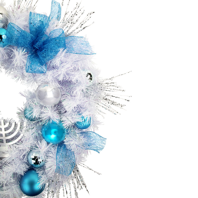 Couronne de Hanoukka artificielle 24 po pré-décorée Menorah