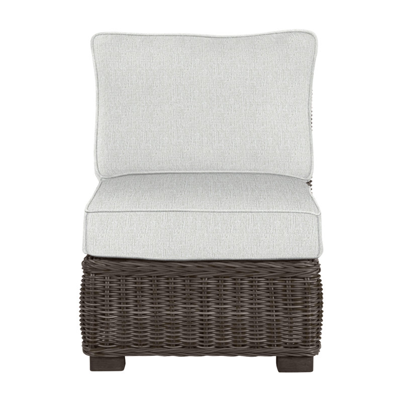 Fauteuil de chambre modulaire d'extérieur en résine tressée rustique N-Dura, Welt, Perle Bali, Noir noyer