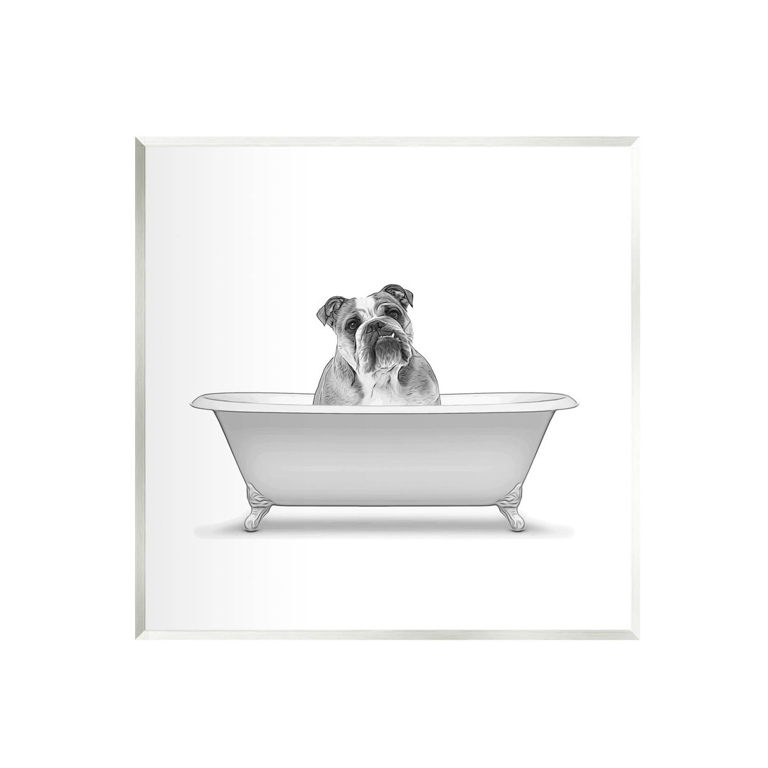 " English Bulldog Dog Bath Tub " by Annalisa Latella Painting Print Stupell Industries