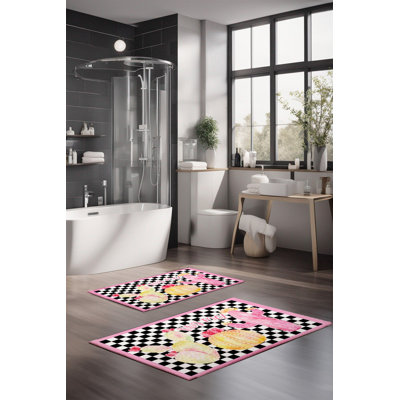 Eakly Luxury Bathmat Set (2 Pieces), 100% Polyester, 16.0 x 23.6 inches & 23.6 x 39.4 inches | Non-Slip Antibacterial Design, 0.3 in Pile Height | Machine Washable, Durable & Easy to Clean | Ideal for Bathroom Décor