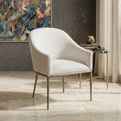 Lalia Modern Upholstered Hammered Metal Arm Chair