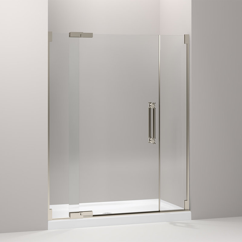 Pinstripe 59.75" x 72.25" Pivot Shower Door, Nickel brossé