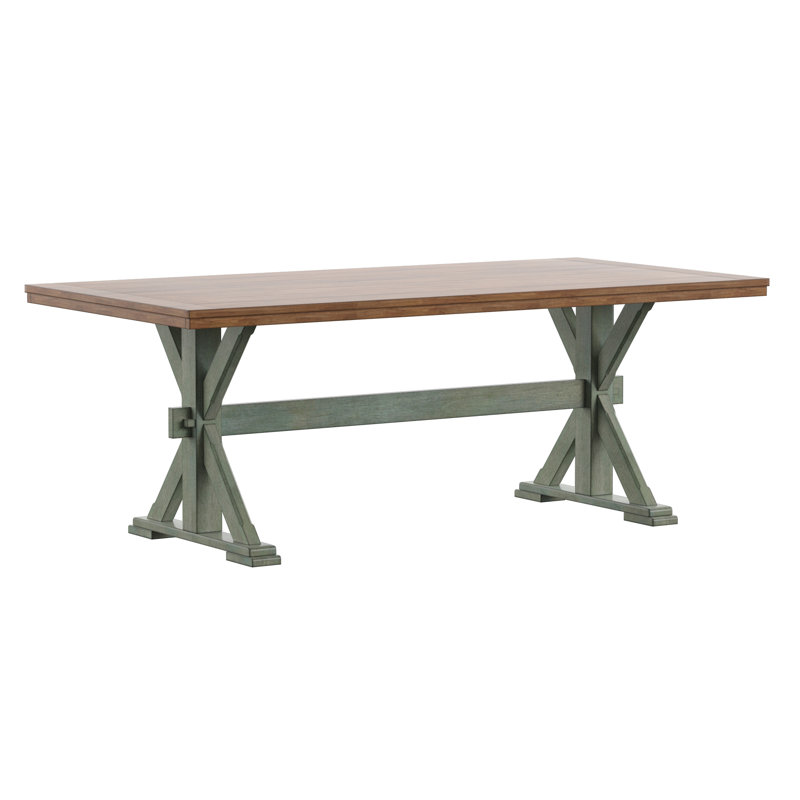 Fortville Solid Wood Dining Table, Antique Sage