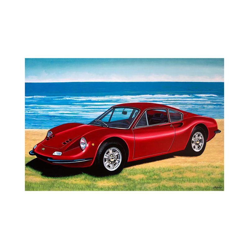 Ferrari Dino by Paul Meijering - Painting on Canvas, 30.48 cm H x 45.72 cm W, Wrapped Canvas