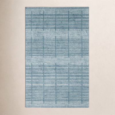 Nona Blue Hand-Woven Geometric Rug