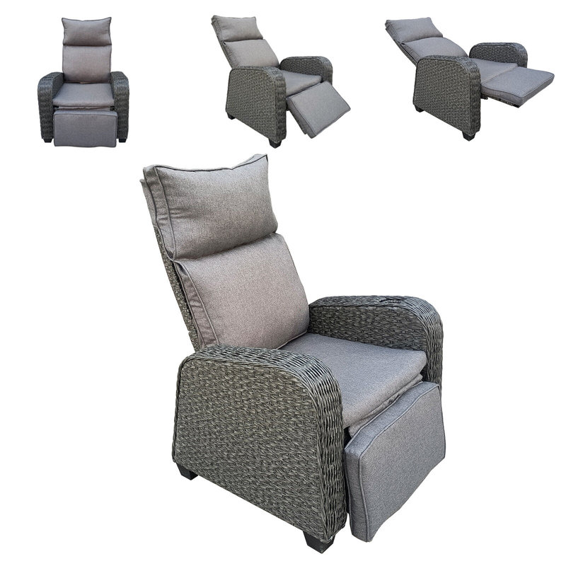 Essence Recliner Patio Chair With Cushion, Grey