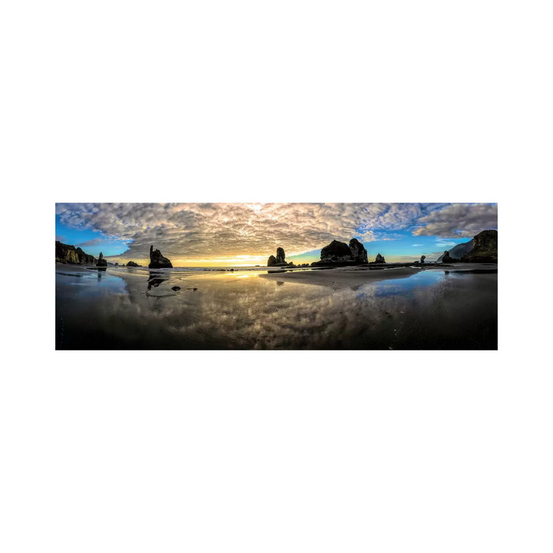 Before Sunset Motukiekie Beach West Coast New Zealand by OLena Art - Wrapped Canvas Panoramic Gallery-Wrapped Canvas Giclée