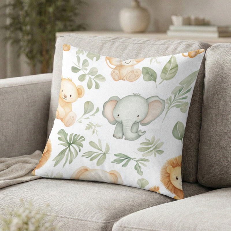 Coussin décoratif à imprimé animal - Coussin Boho Baby Jungle, H 20 po x l 20 po