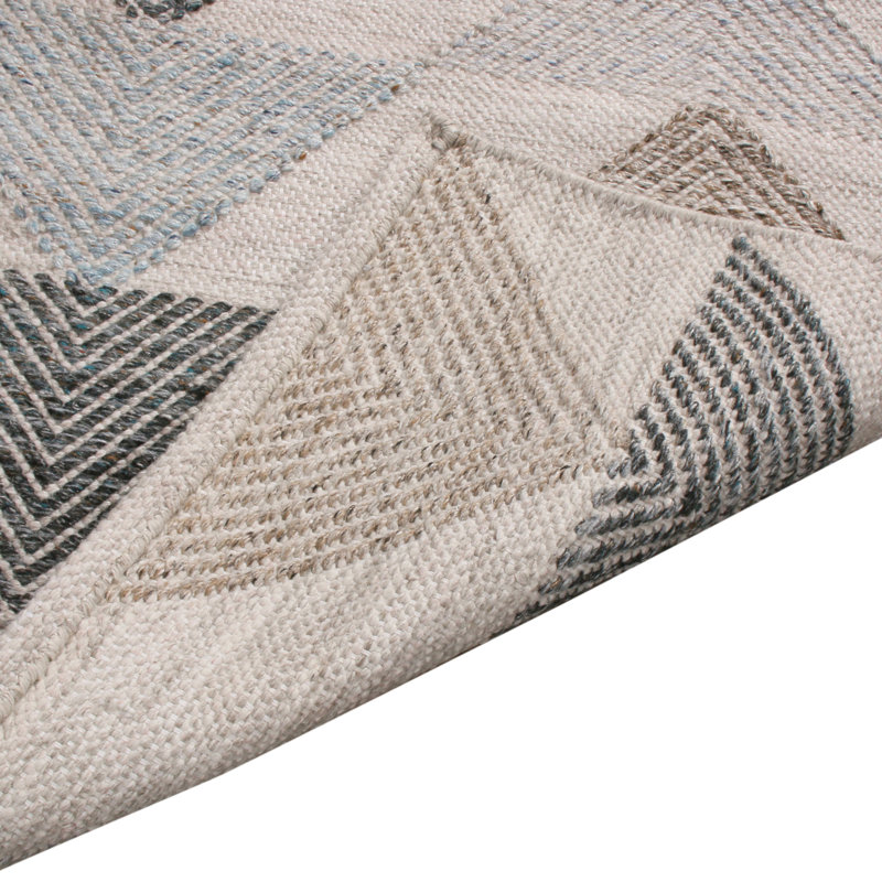 Rug & Kilim’S Scandinavian Inspired Moroccan Style Beige And Blue Polyester Rug, Rectangle 10' x 14'