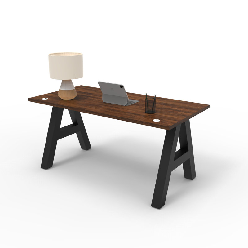 Serenity A-Frame Executive Writing Desk, 60x30, Walnut Block Top, Walnut Block, 30" H x 60" W x 30" D