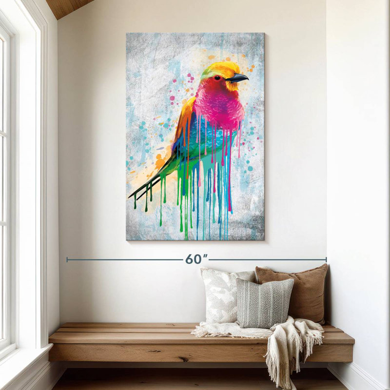 Brampt Lilac-Breasted Roller Paint Drip, 48" H x 32" W