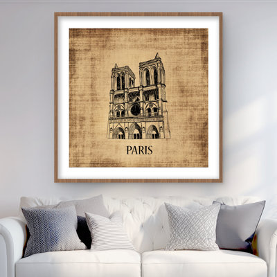 Notre-Dame de Paris Illustration - Framed Matted Print Decor