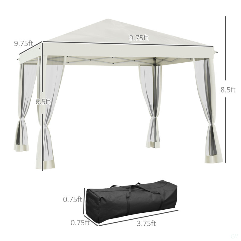 Tente à auvent escamotable avec filet Outsunny, Beige