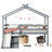 Twin Low Loft House Bed With Slide, Ladder, Safety Guardrails, House Roof Frame,Grey