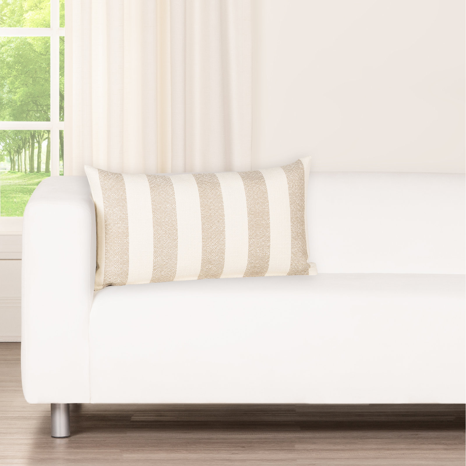 26" x 14" Throw Pillow, Polyester, Brown Striped